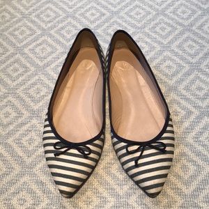 Navy and white striped J.Crew flats